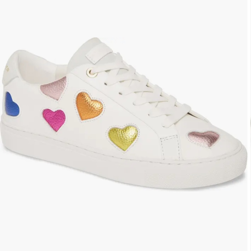 Kurt Geiger White Sneakers with Multicolor Heart Accents